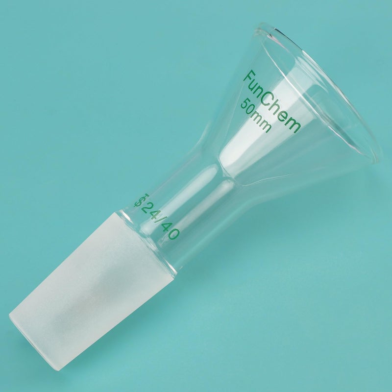 FunChem Glass Short Stem Powder Funnel with O.D. 50 mm at Top, Durable Borosilicate Glass Filter with 24/40 Inner Joint - Image 4